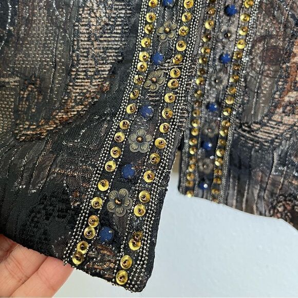 Chico’s Stunning Jewel Shireen Jacket 7/8 Sleeve Bejeweled Shimmery 1 Medium / 8 - Picture 2 of 10